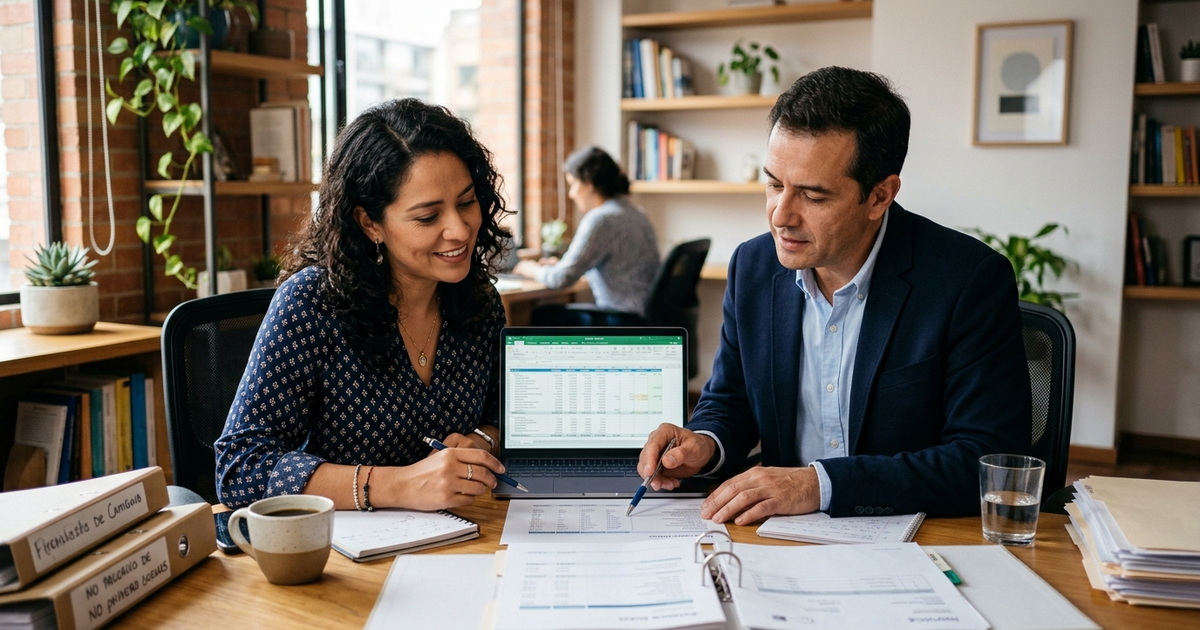 Empresario analizando reportes contables para evitar errores fiscales en pymes